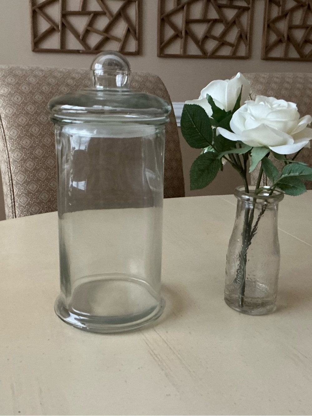 Tall Clear Glass Apothecary Style Canister Jar With Lid 🍬
